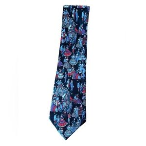 Vintage 1992 Schreter Where’s Waldo Black Patterned Silk Neck Tie EUC